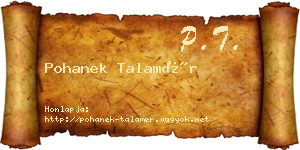 Pohanek Talamér névjegykártya